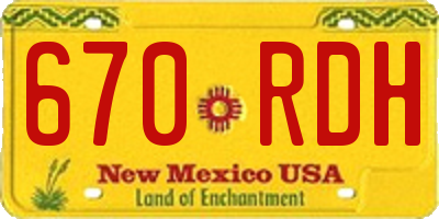 NM license plate 670RDH