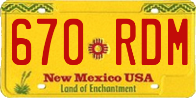 NM license plate 670RDM