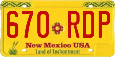 NM license plate 670RDP