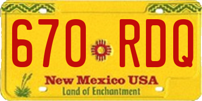 NM license plate 670RDQ