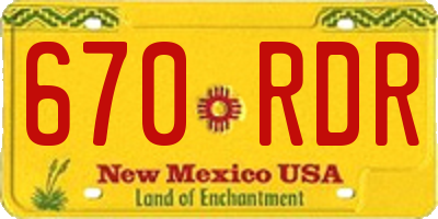 NM license plate 670RDR