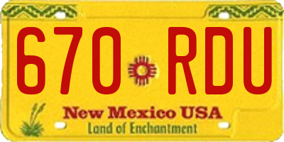 NM license plate 670RDU