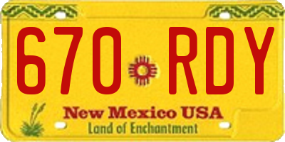 NM license plate 670RDY