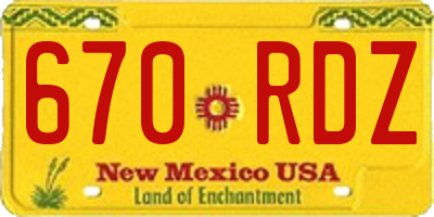 NM license plate 670RDZ