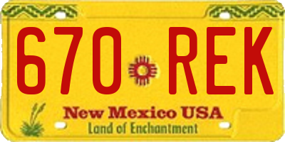 NM license plate 670REK