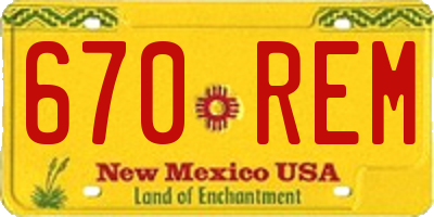 NM license plate 670REM