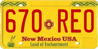 NM license plate 670REO