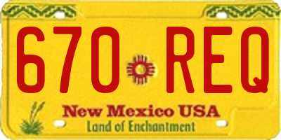 NM license plate 670REQ
