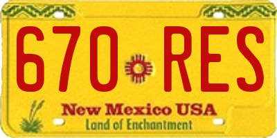 NM license plate 670RES