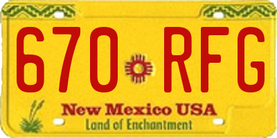 NM license plate 670RFG