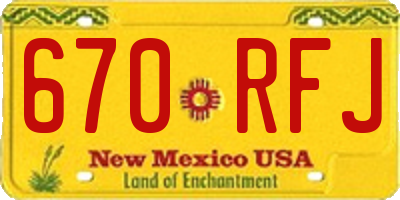 NM license plate 670RFJ