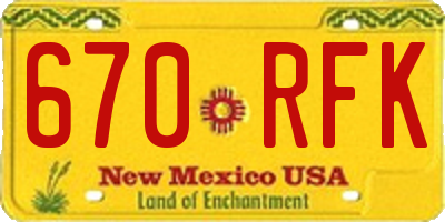 NM license plate 670RFK