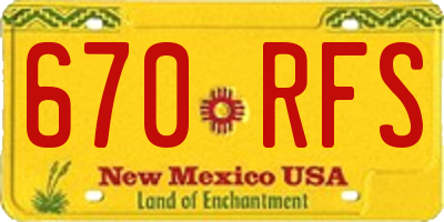 NM license plate 670RFS