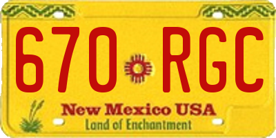 NM license plate 670RGC