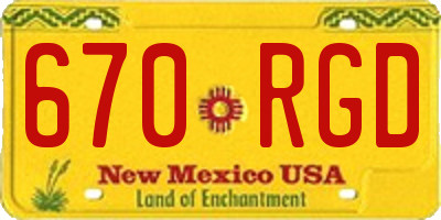 NM license plate 670RGD