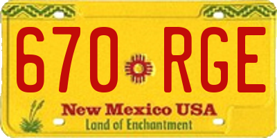 NM license plate 670RGE