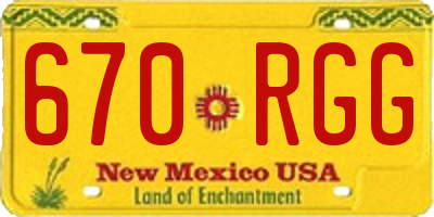 NM license plate 670RGG