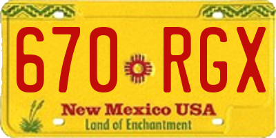 NM license plate 670RGX