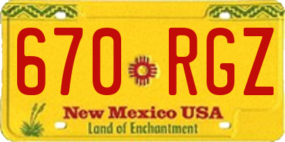 NM license plate 670RGZ