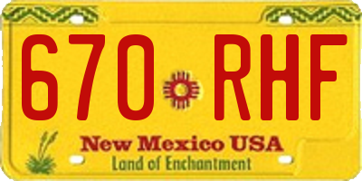 NM license plate 670RHF