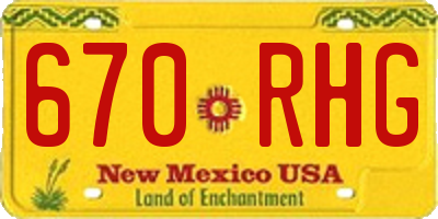 NM license plate 670RHG