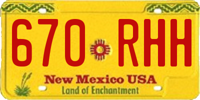 NM license plate 670RHH
