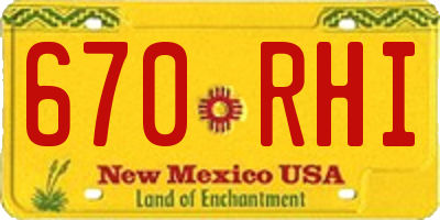 NM license plate 670RHI