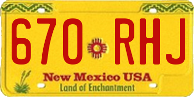 NM license plate 670RHJ