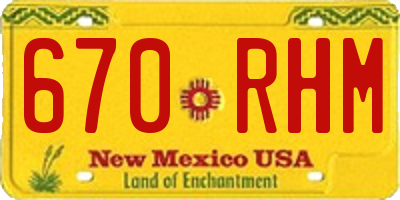 NM license plate 670RHM
