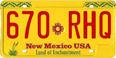 NM license plate 670RHQ
