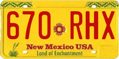 NM license plate 670RHX