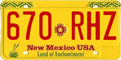 NM license plate 670RHZ