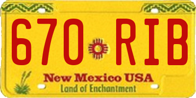 NM license plate 670RIB