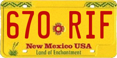 NM license plate 670RIF