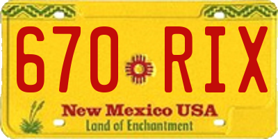 NM license plate 670RIX