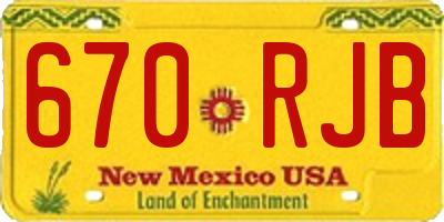 NM license plate 670RJB