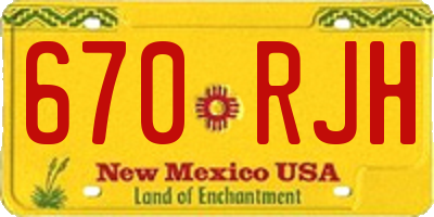NM license plate 670RJH
