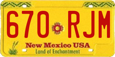 NM license plate 670RJM