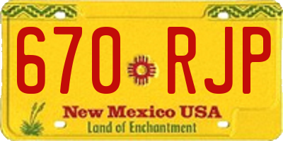 NM license plate 670RJP