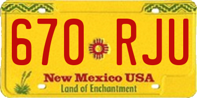 NM license plate 670RJU