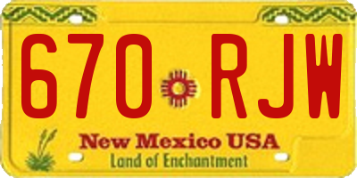 NM license plate 670RJW