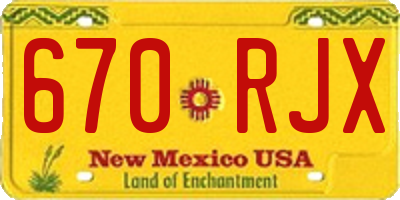 NM license plate 670RJX