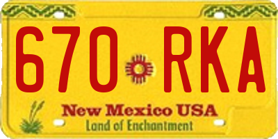 NM license plate 670RKA