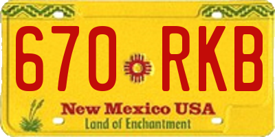 NM license plate 670RKB