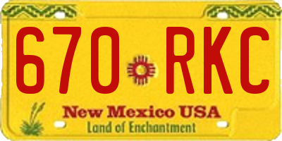 NM license plate 670RKC