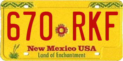 NM license plate 670RKF