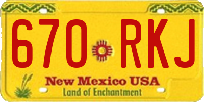 NM license plate 670RKJ