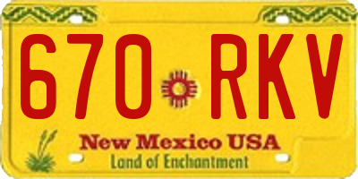NM license plate 670RKV