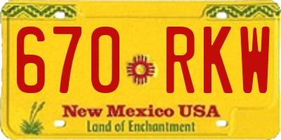 NM license plate 670RKW