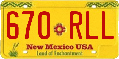 NM license plate 670RLL
